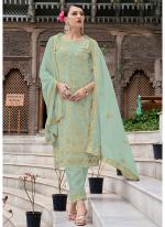 Faux Georgette Pista Green Eid Wear Embroidery Work Readymade Pakistani Suit